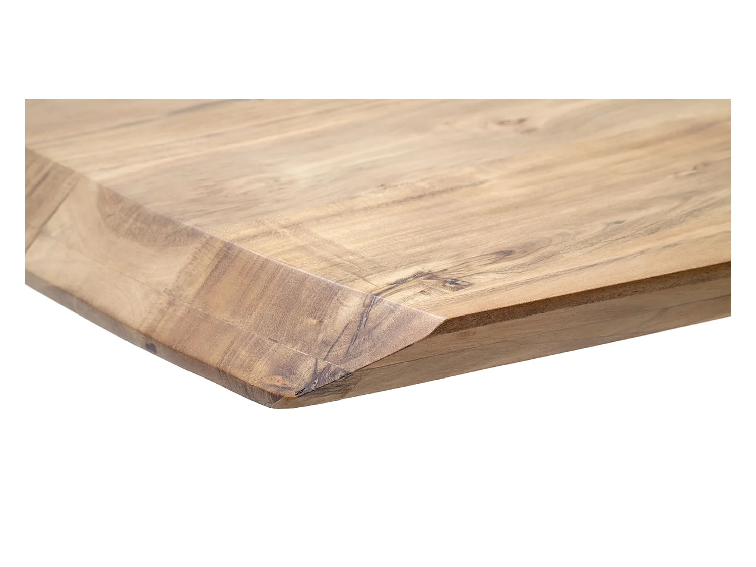 Table de salle à manger rectangulaire en bois d'acacia coloris naturel, pieds en métal anthracite antique - longueur 220 x hauteur 77 x profondeur 100 cm