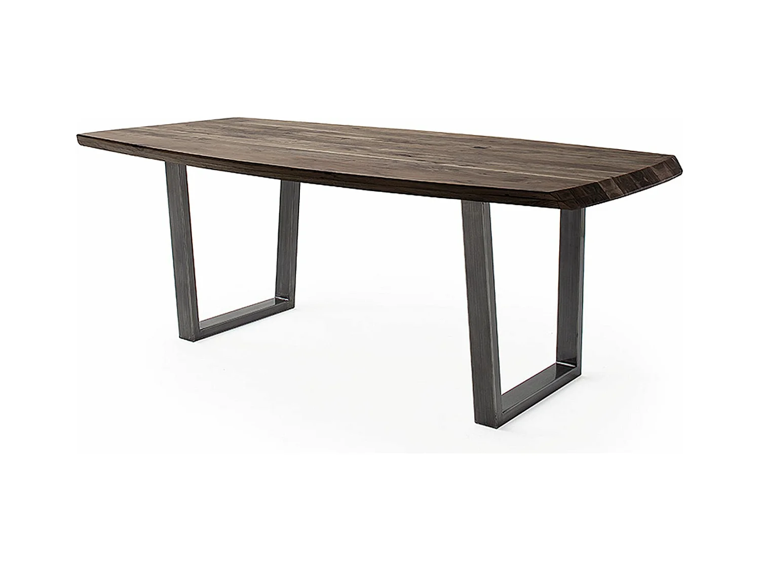 Table de salle à manger rectangulaire en bois d'acacia noyer, pieds en métal anthracite antique - longueur 180 x hauteur 77 x profondeur 100 cm