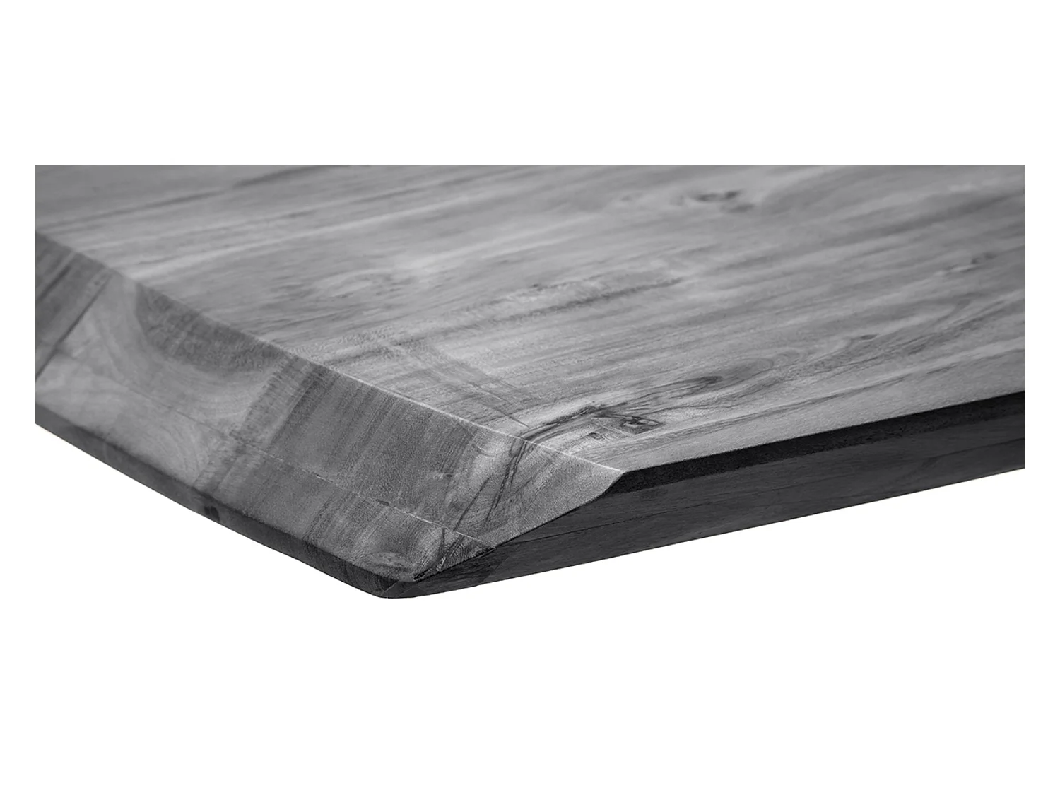 Table de salle à manger rectangulaire en bois d'acacia coloris gris, pieds croisés en métal anthracite antique - longueur 200 x hauteur 77 x profondeur 100 cm