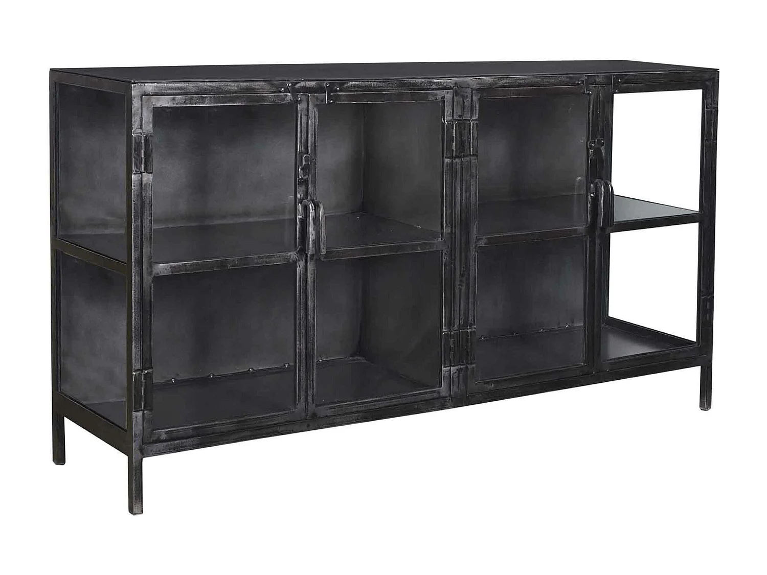 Buffet Rift - 180 cm - Métal noir - 4 portes - Noir