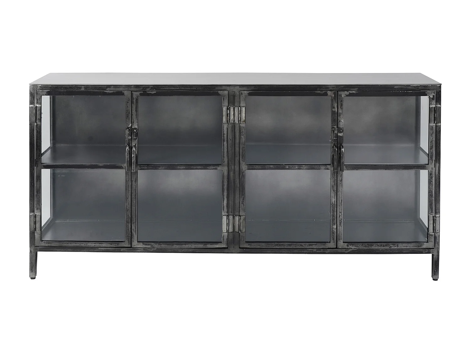 Buffet Rift - 180 cm - Métal noir - 4 portes - Noir