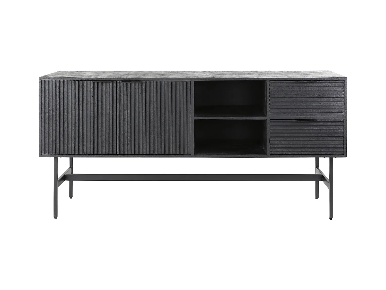 Buffet 2L Marina - 40x170x80cm - Manguier massif noir