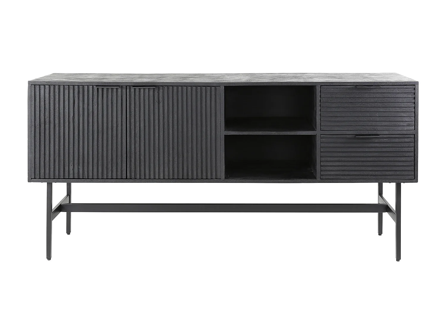 Buffet 2L Marina - 40x170x80cm - Manguier massif noir