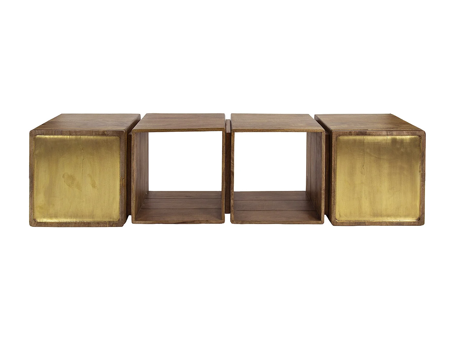 Buffet en laiton - Manguier massif noir - 169 cm de large