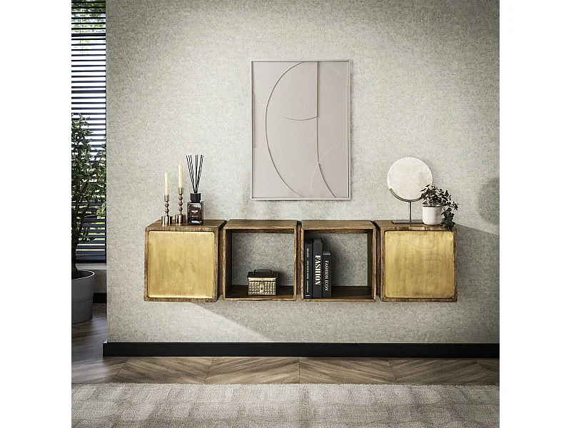 Dressoir Brass - Massief Mango Zwart - 169cm breed