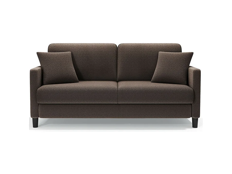 Canapé 2 places en Tissu velours teddy avec 2 Oreillers - Marron - 148 x 89 x 79cm