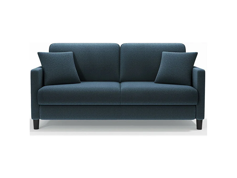 Canapé 2 places en Tissu velours teddy avec 2 Oreillers - Bleu - 148 x 89 x 79cm