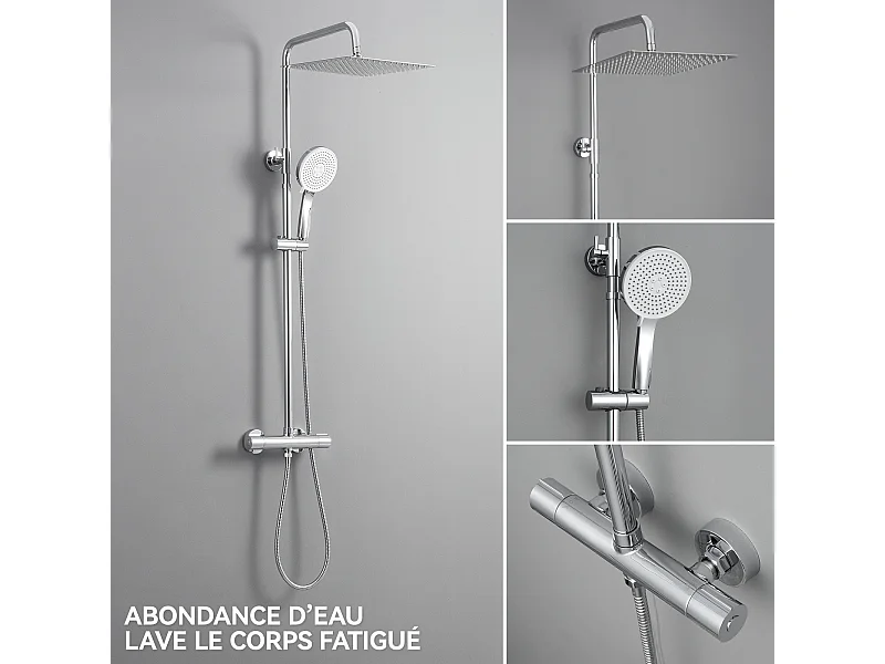 SOFETIY MAX Colonne de Douche Thermostatique,  Ensemble de Douche avec Mitigeur, 5 Fonctions Ensemble de Douche