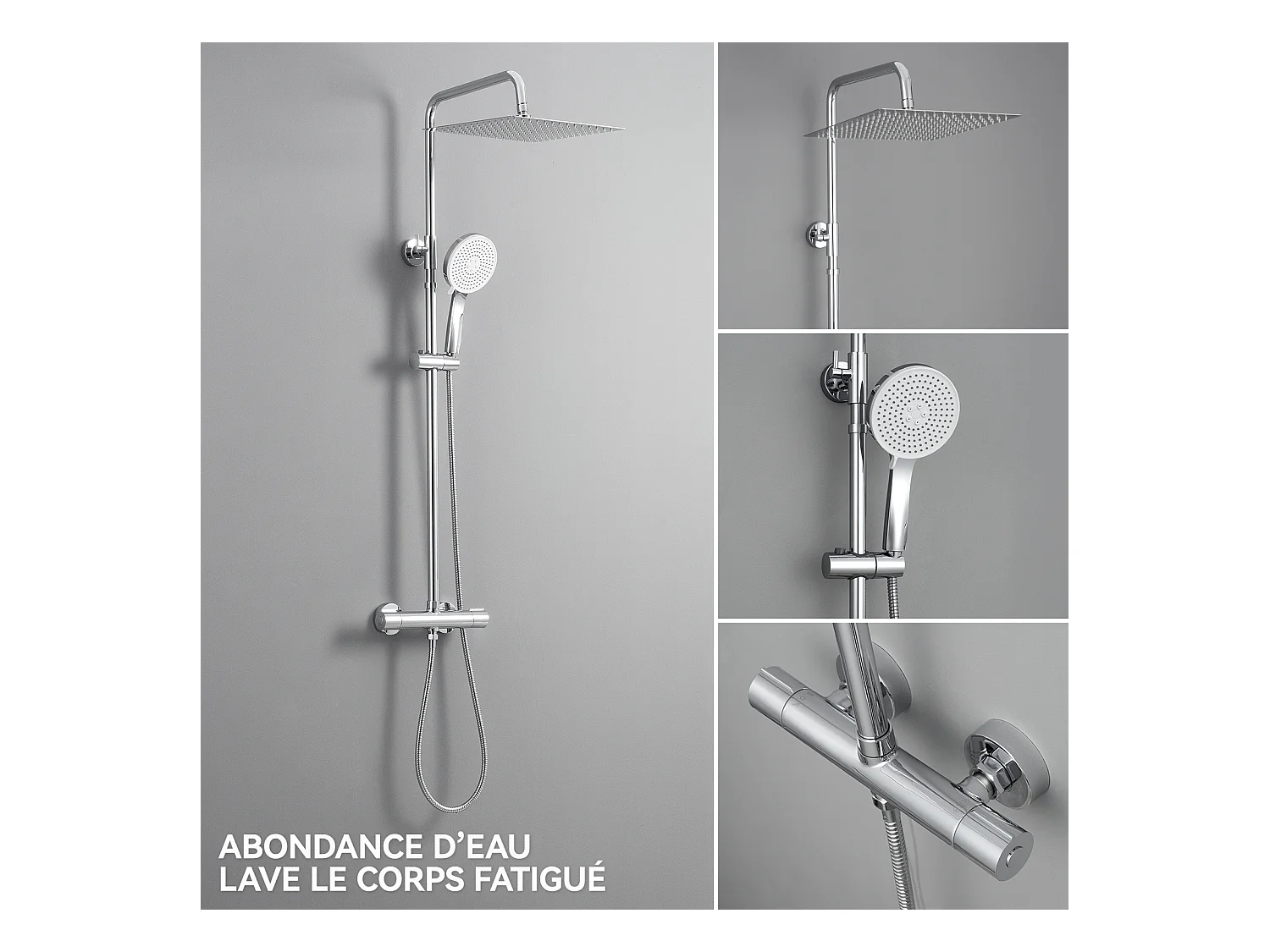 SOFETIY MAX Colonne de Douche Thermostatique,  Ensemble de Douche avec Mitigeur, 5 Fonctions Ensemble de Douche