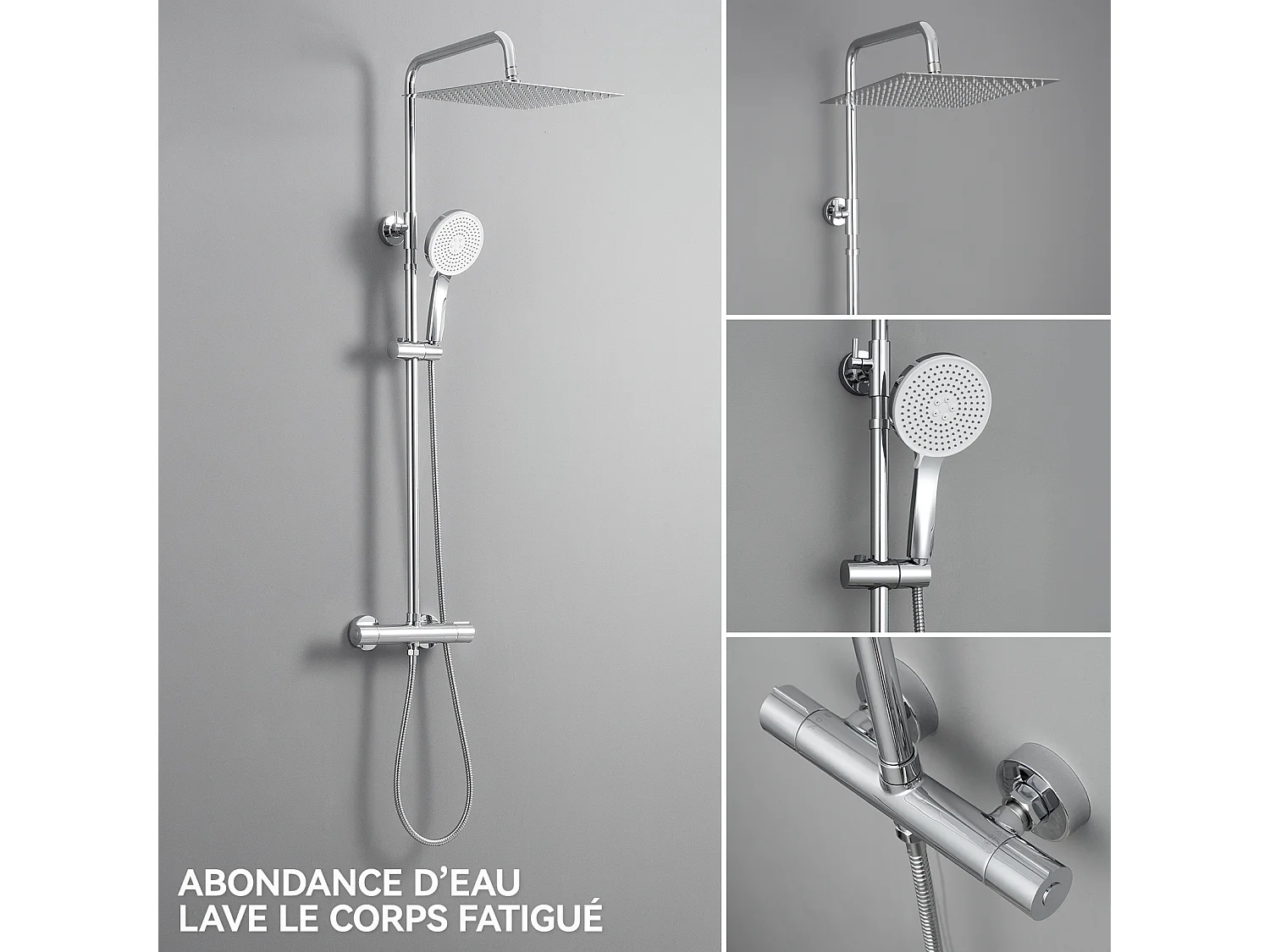 SOFETIY MAX Colonne de Douche Thermostatique,  Ensemble de Douche avec Mitigeur, 5 Fonctions Ensemble de Douche
