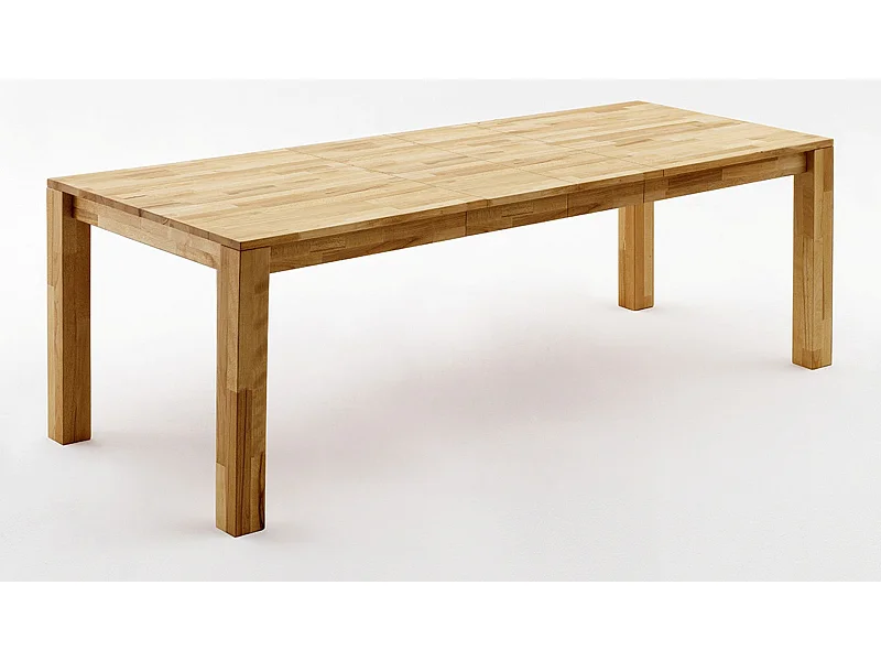 Table de salle à manger rectangulaire extensible en bois hêtre massif huilé coloris naturel - longueur 140-220 x hauteur 77 x profondeur 80 cm