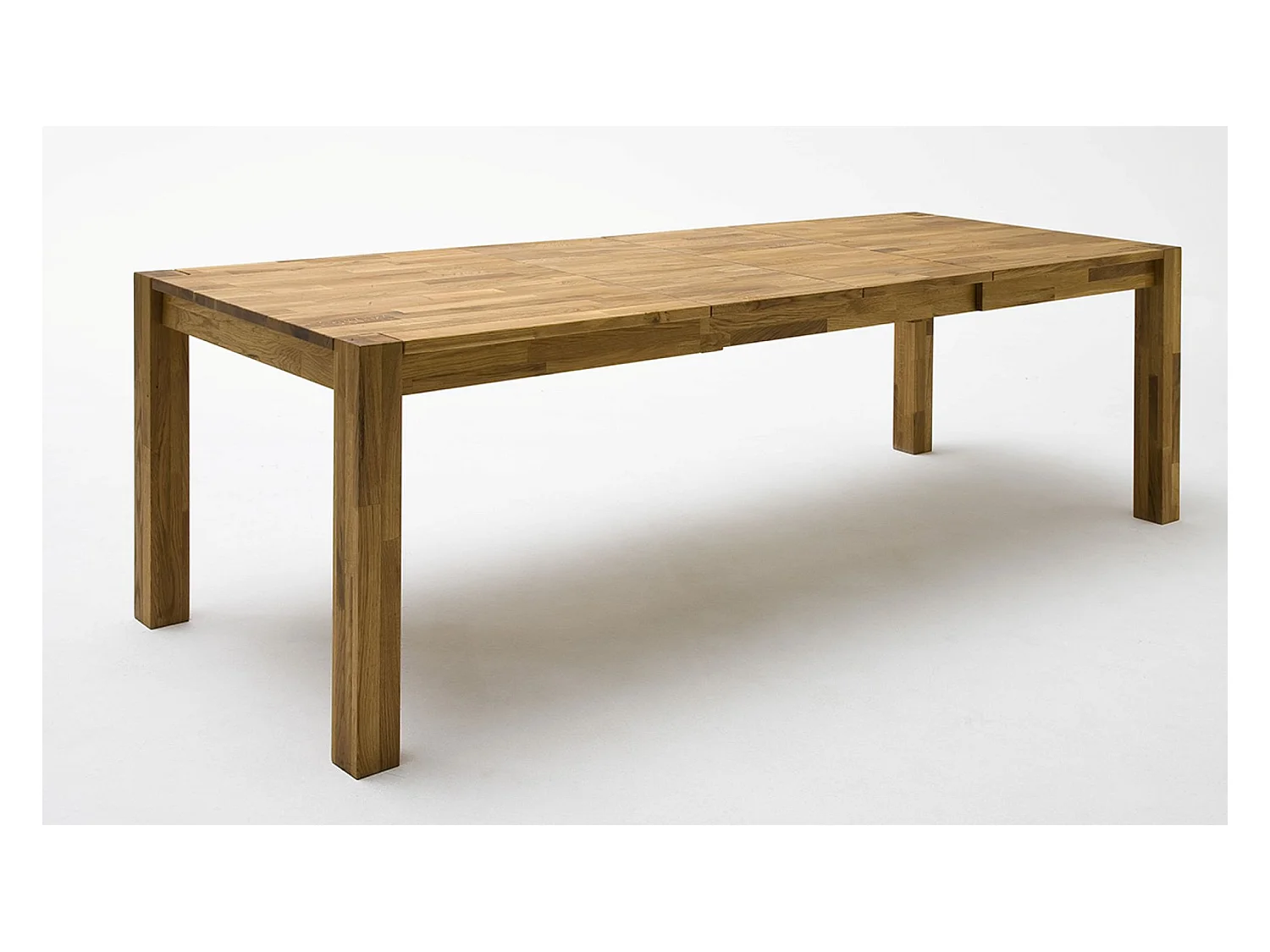 Table de salle à manger rectangulaire extensible en bois hêtre massif huilé coloris chêne sauvage - longueur 160-250 x hauteur 77 x profondeur 90 cm