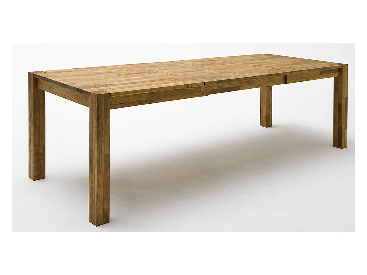 Table de salle à manger rectangulaire extensible en bois hêtre massif huilé coloris chêne sauvage - longueur 200-300 x hauteur 77 x profondeur 100 cm