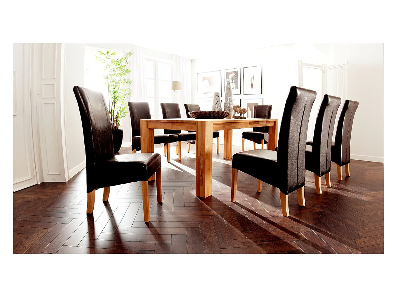 Table de salle à manger rectangulaire extensible en bois hêtre massif huilé coloris chêne sauvage - longueur 200-300 x hauteur 77 x profondeur 100 cm