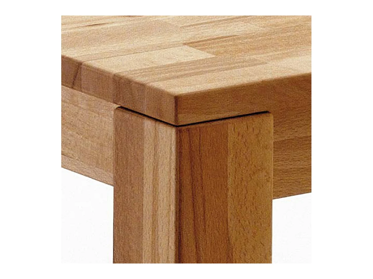 Table de salle à manger rectangulaire extensible en bois hêtre massif huilé coloris naturel - longueur 200-300 x hauteur 77 x profondeur 100 cm