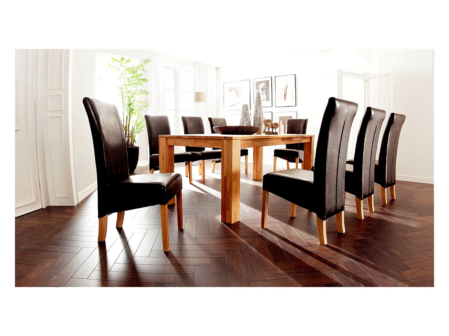 Table de salle à manger rectangulaire extensible en bois hêtre massif huilé coloris naturel - longueur 200-300 x hauteur 77 x profondeur 100 cm