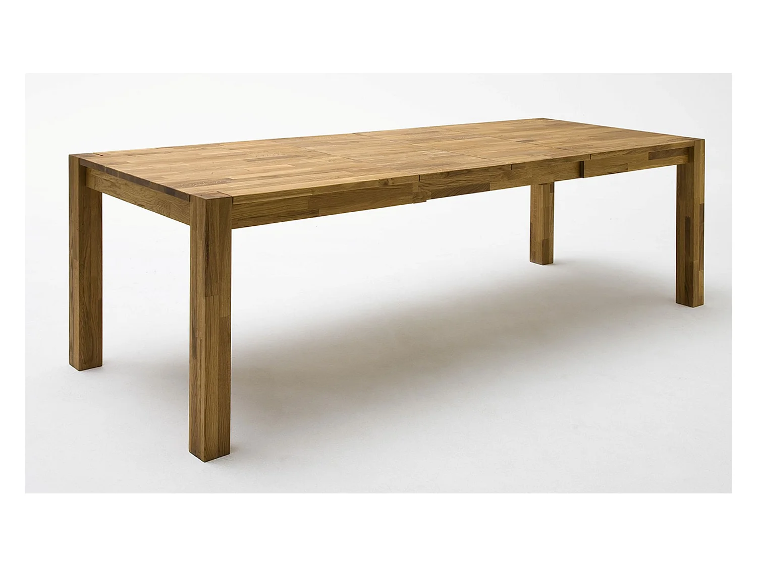 Table de salle à manger rectangulaire extensible en bois hêtre massif huilé coloris chêne sauvage - longueur 160-250 x hauteur 77 x profondeur 90 cm