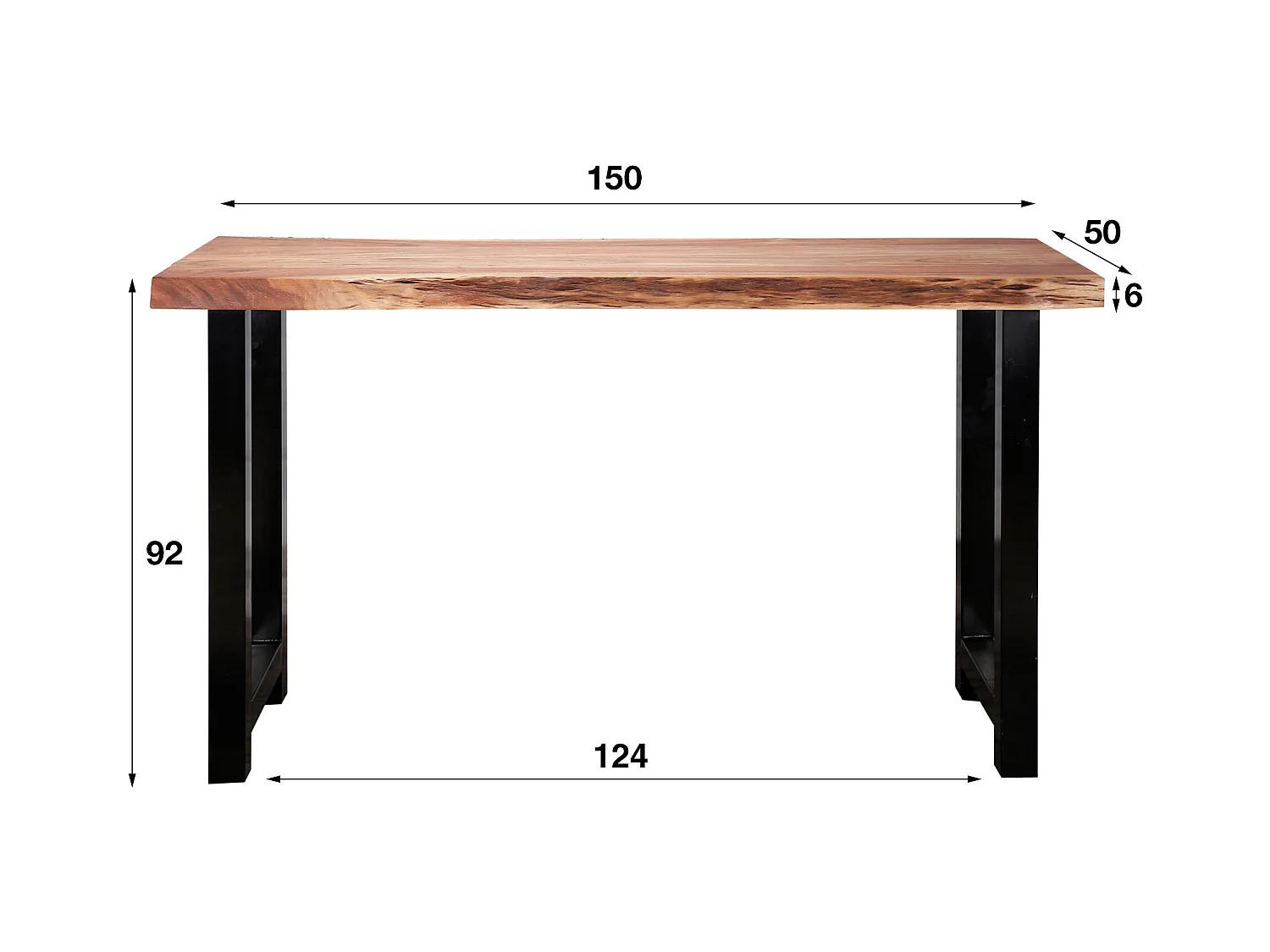 Table de bar tronc d'arbre - 150cm de large - 4 personnes - 50x150x92