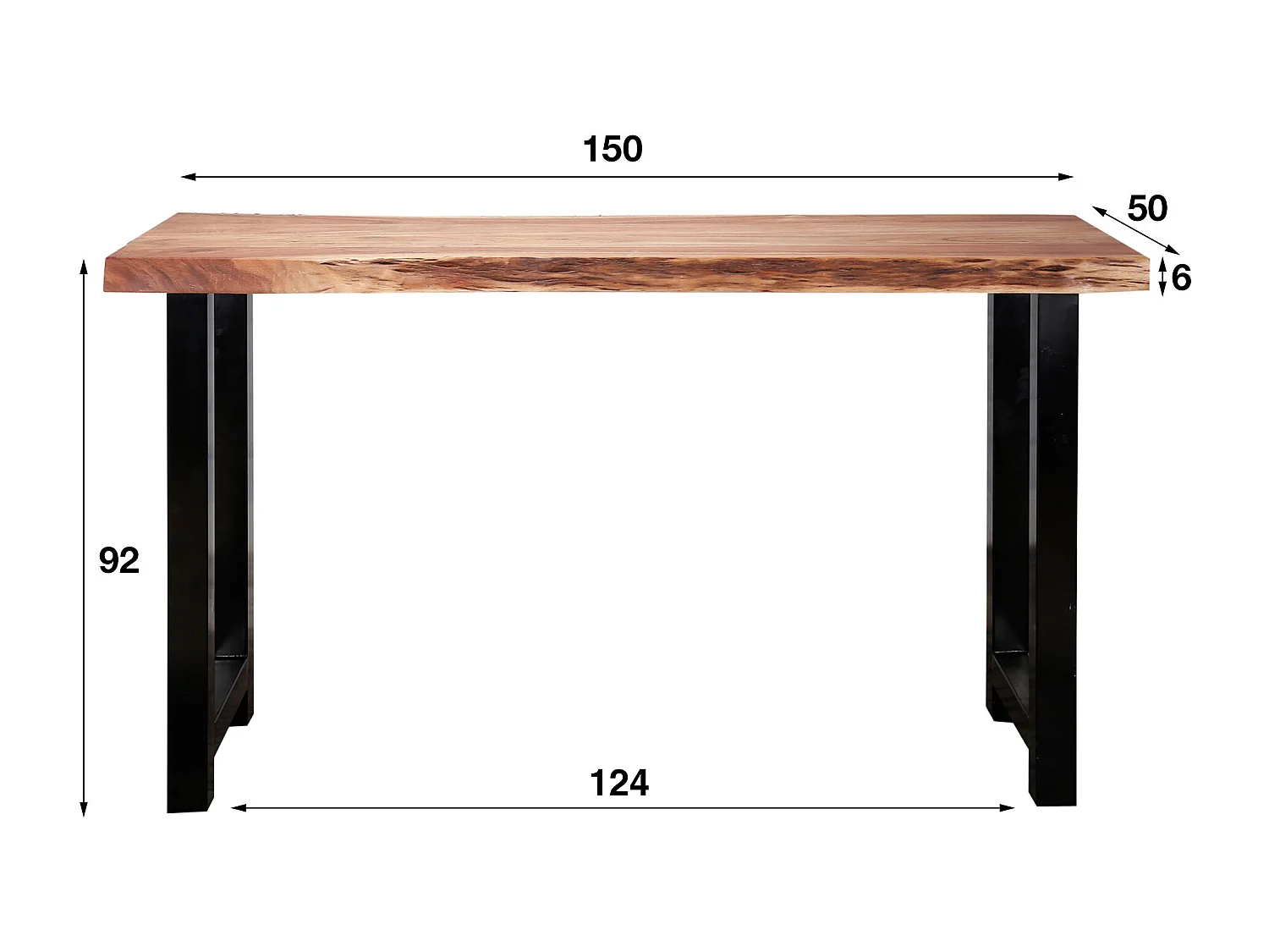 Table de bar tronc d'arbre - 150cm de large - 4 personnes - 50x150x92
