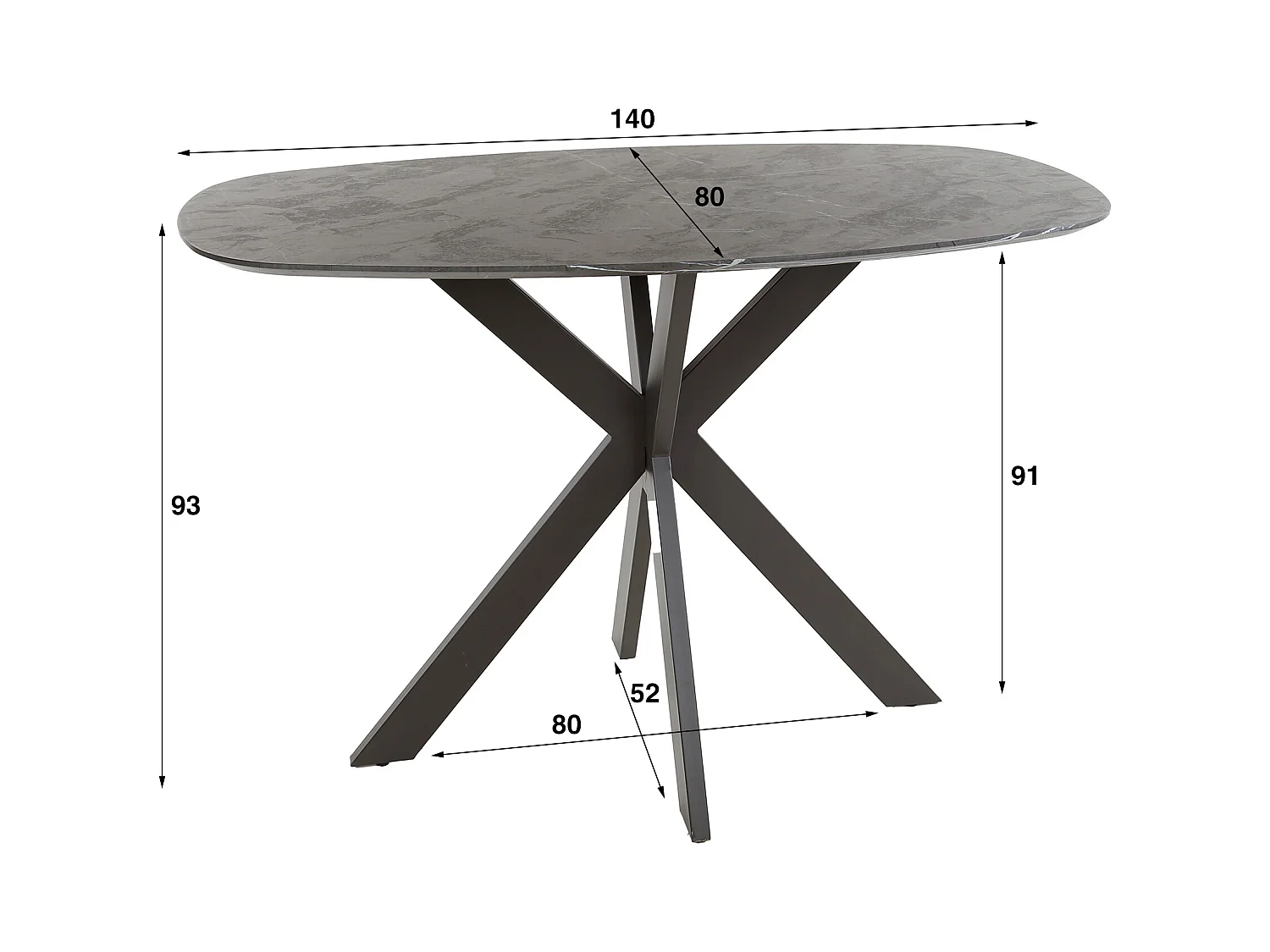 Table de bar ovale danoise à structure croisée - 3D noir marron