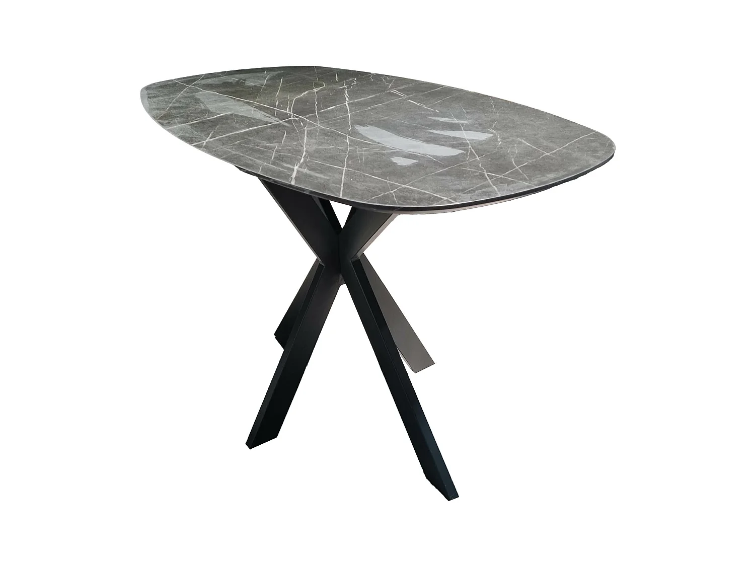 Table de bar ovale danoise à structure croisée - 3D noir marron