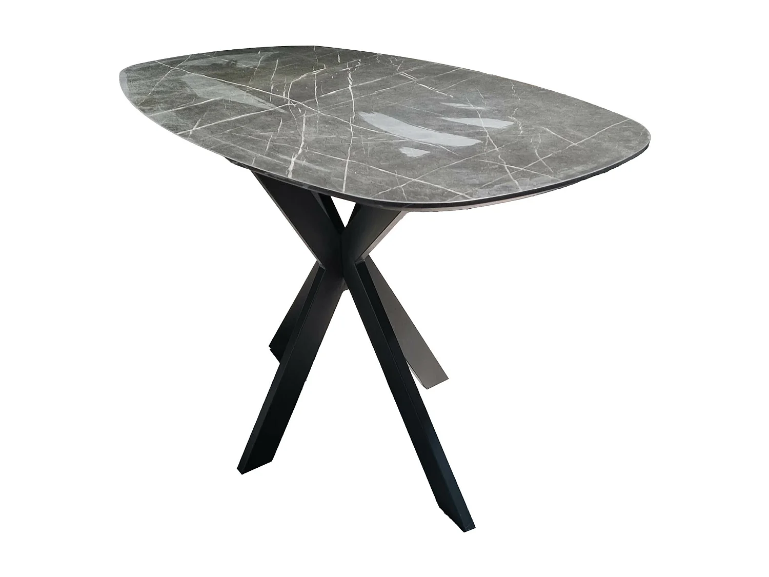 Table de bar ovale danoise à structure croisée - 3D noir marron