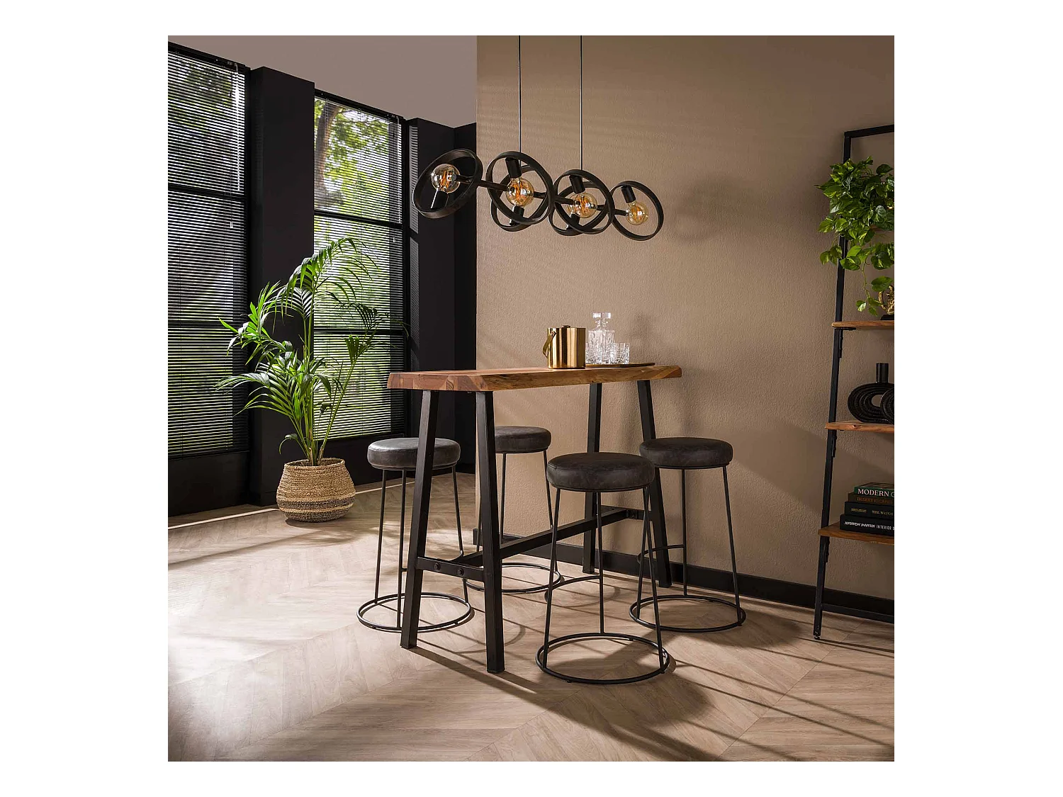 Table de bar Live Edge - 125 cm de large - 4 personnes - bois - marron