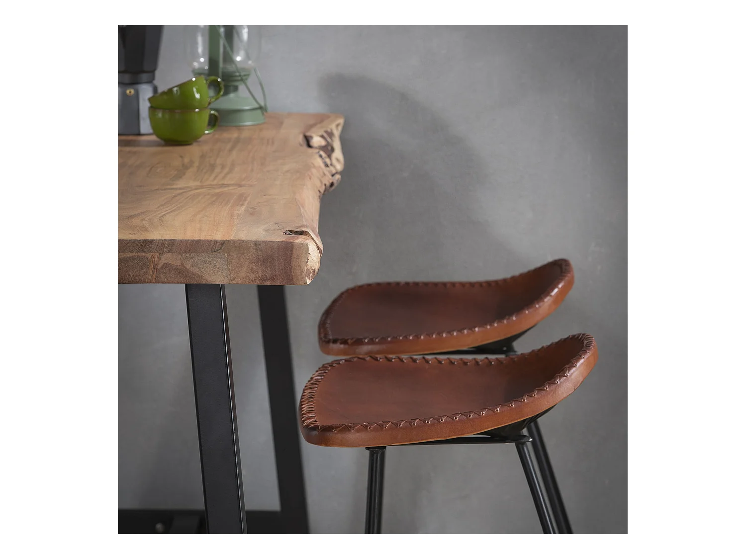 Table de bar Live Edge - 125 cm de large - 4 personnes - bois - marron