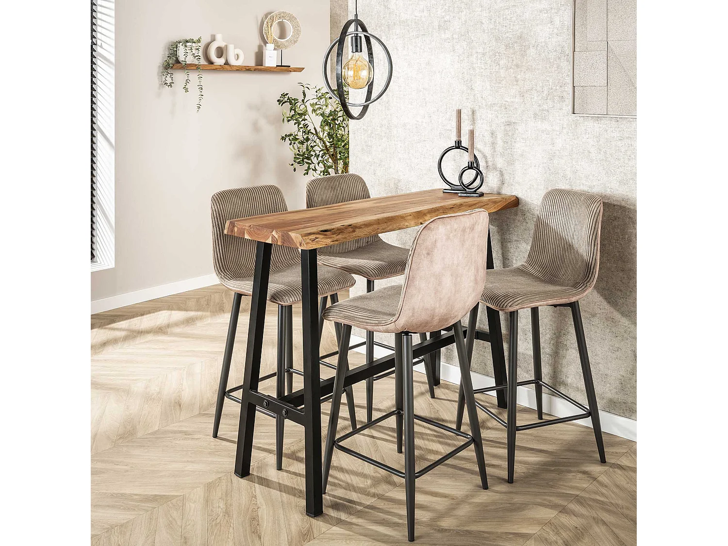 Bartafel Live Edge - 125cm Breed - 4 Personen - Hout - Bruin