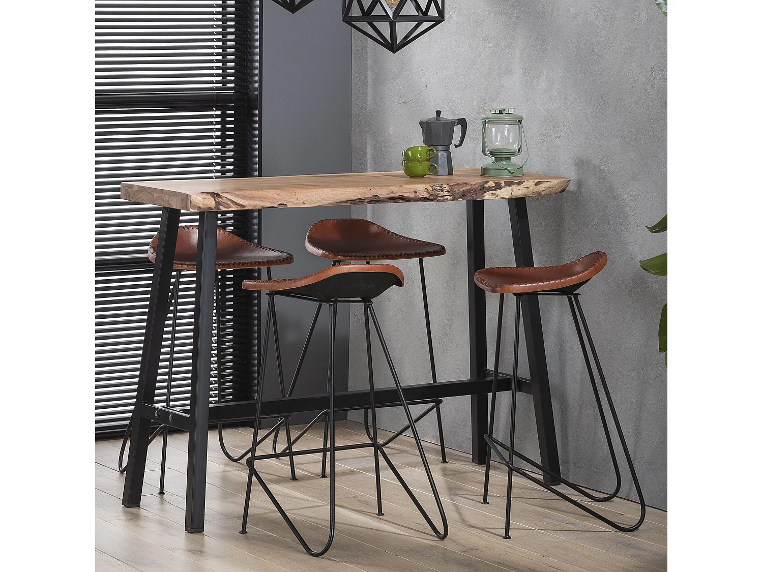 Bartafel Live Edge - 125cm Breed - 4 Personen - Hout - Bruin