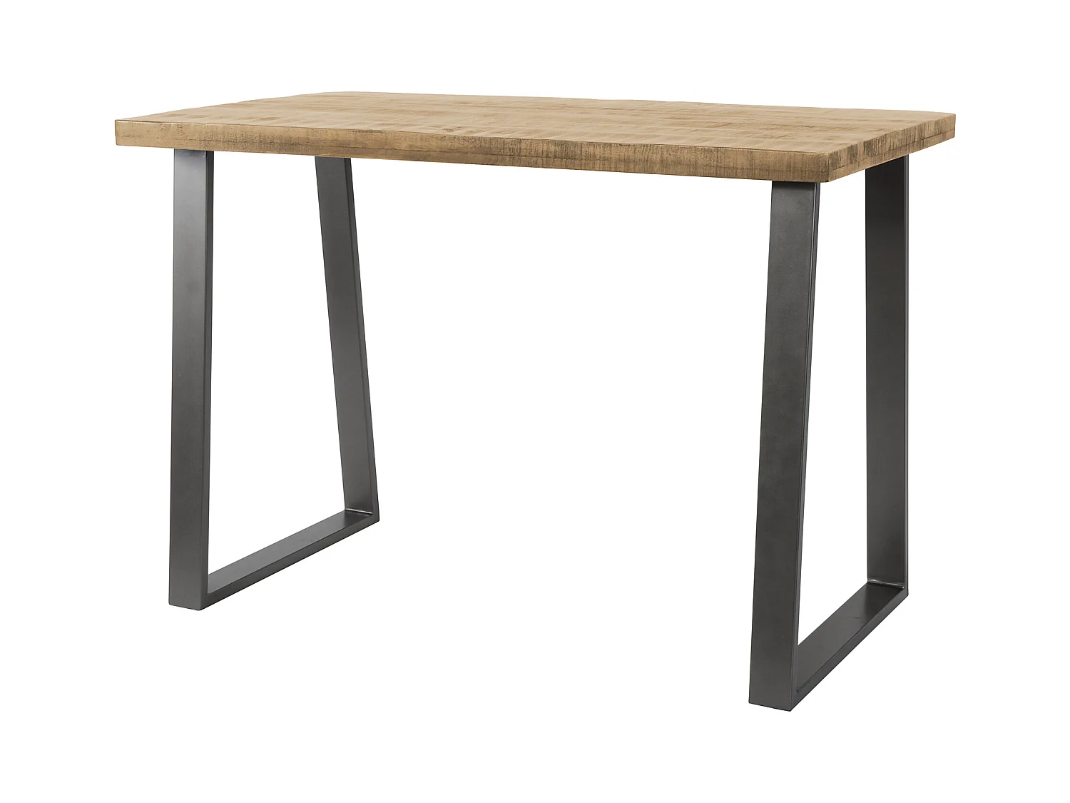 Table de bar industrielle - Bois de manguier massif - Transparent - Trapèze - 135 x 70 x 92 cm