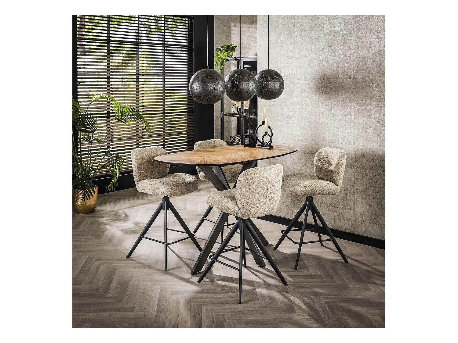 Table de bar 140 Organic - Placage en teck recyclé