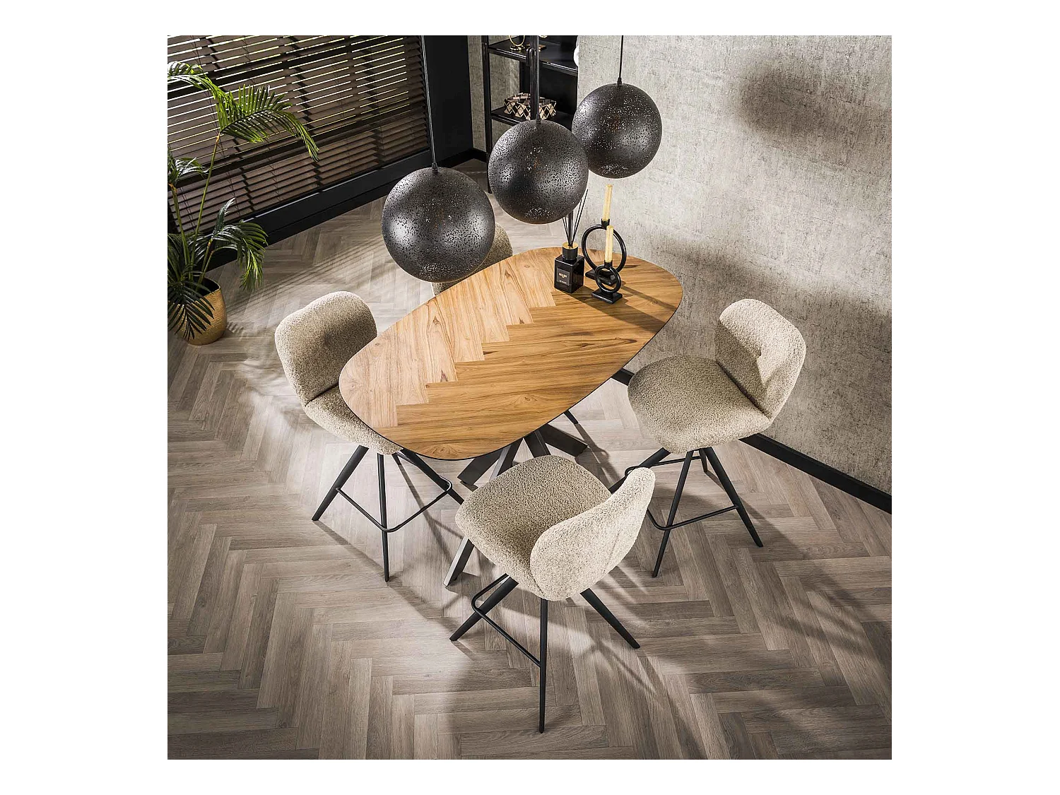 Table de bar 140 Organic - Placage en teck recyclé