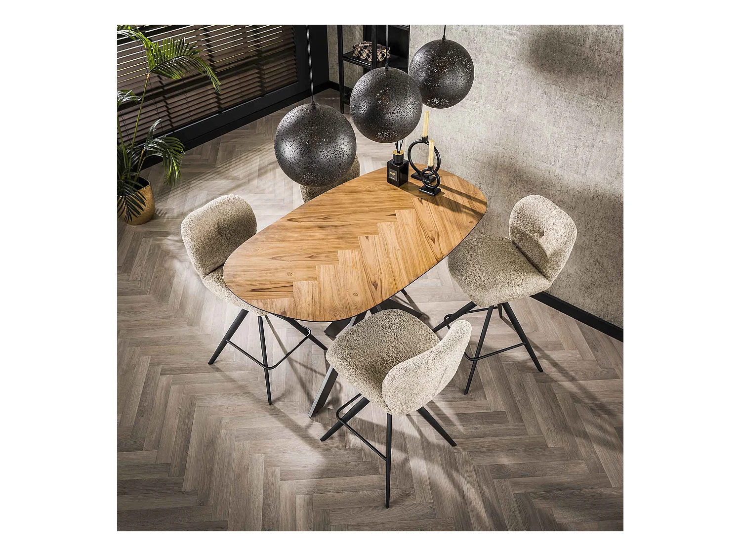 Table de bar 140 Organic - Placage en teck recyclé