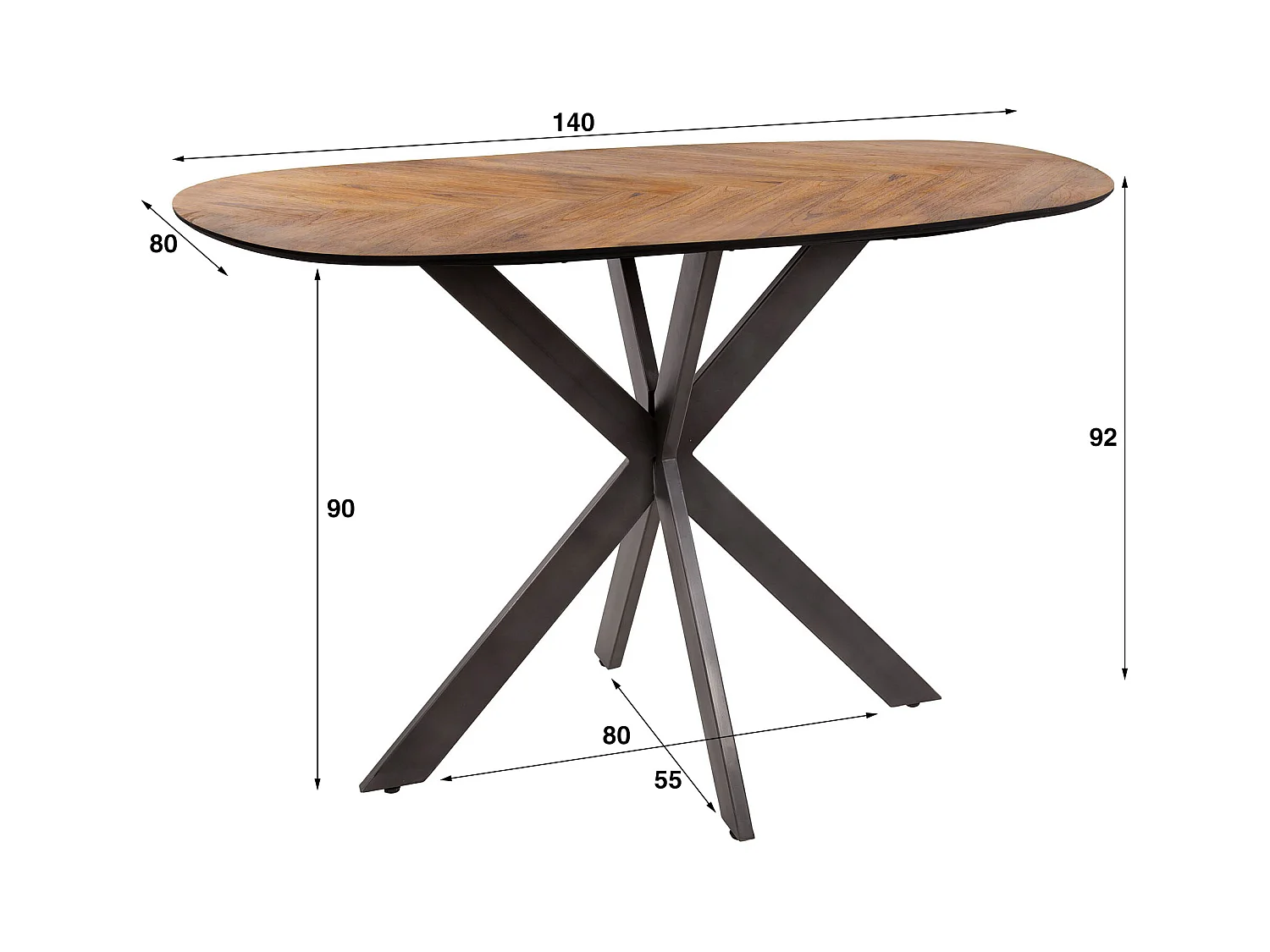 Table de bar 140 Organic - Placage en teck recyclé