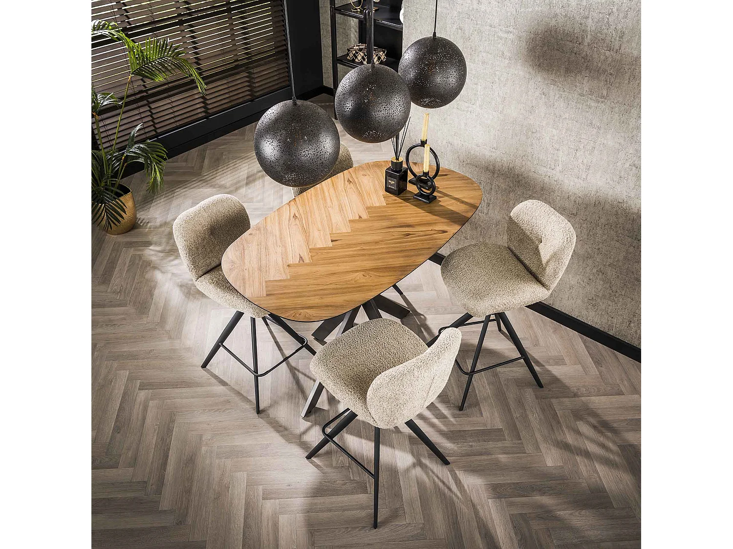 Table de bar 140 Organic - Placage en teck recyclé