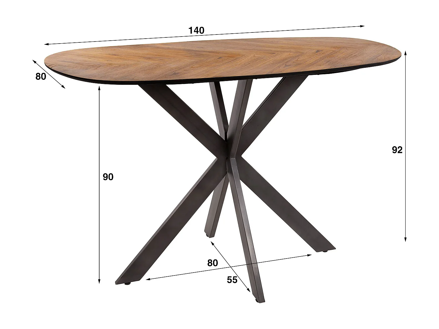 Table de bar 140 Organic - Placage en teck recyclé