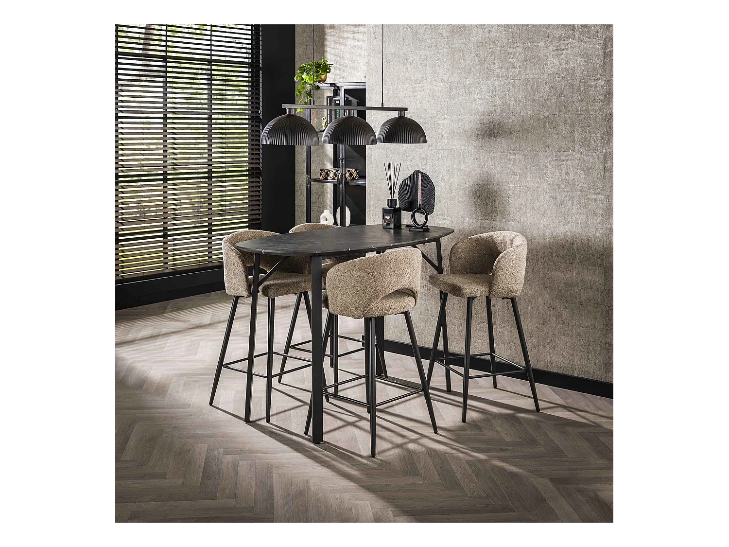 Table de bar ovale danoise - 3D noir marron