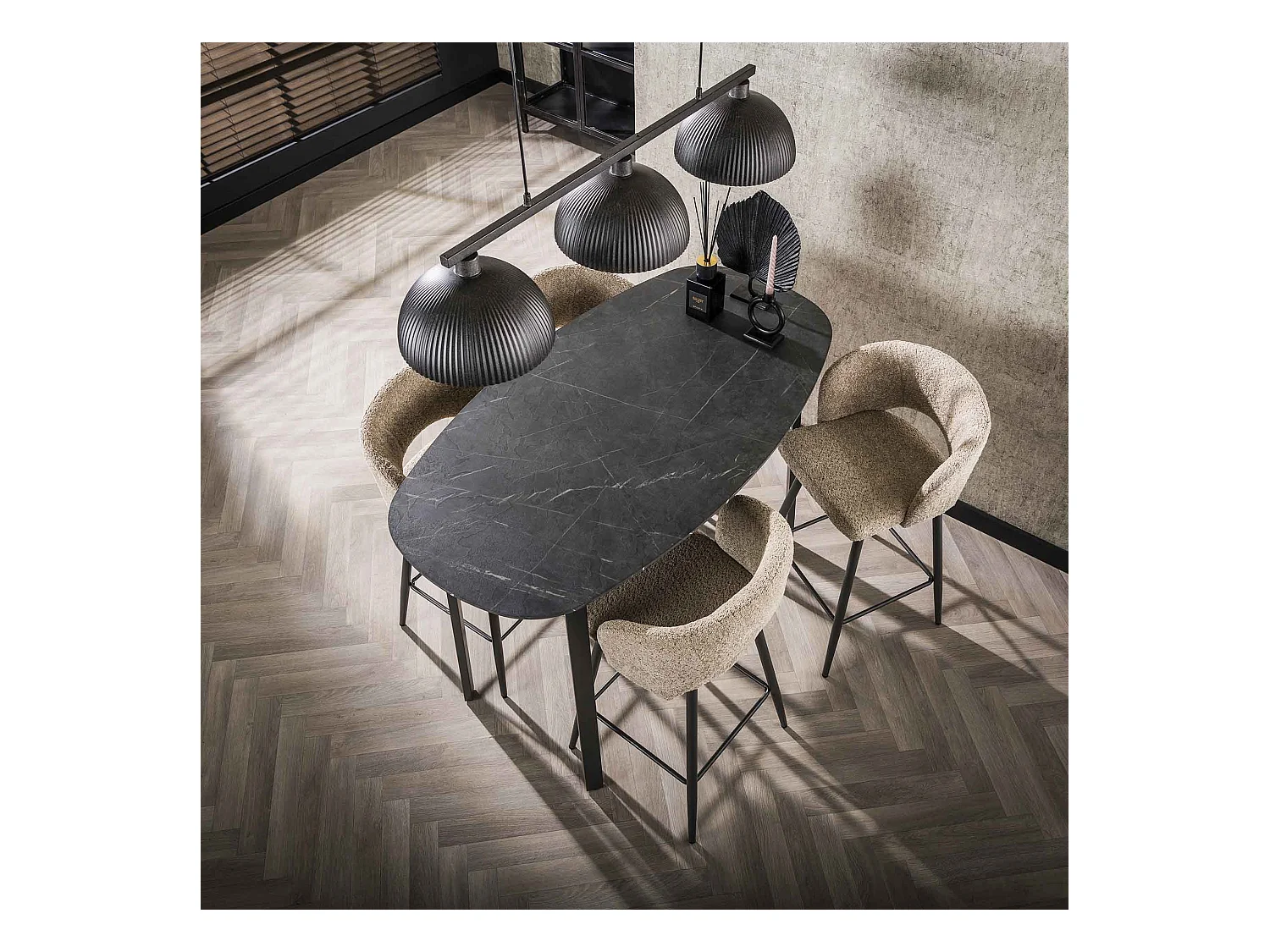 Table de bar ovale danoise - 3D noir marron