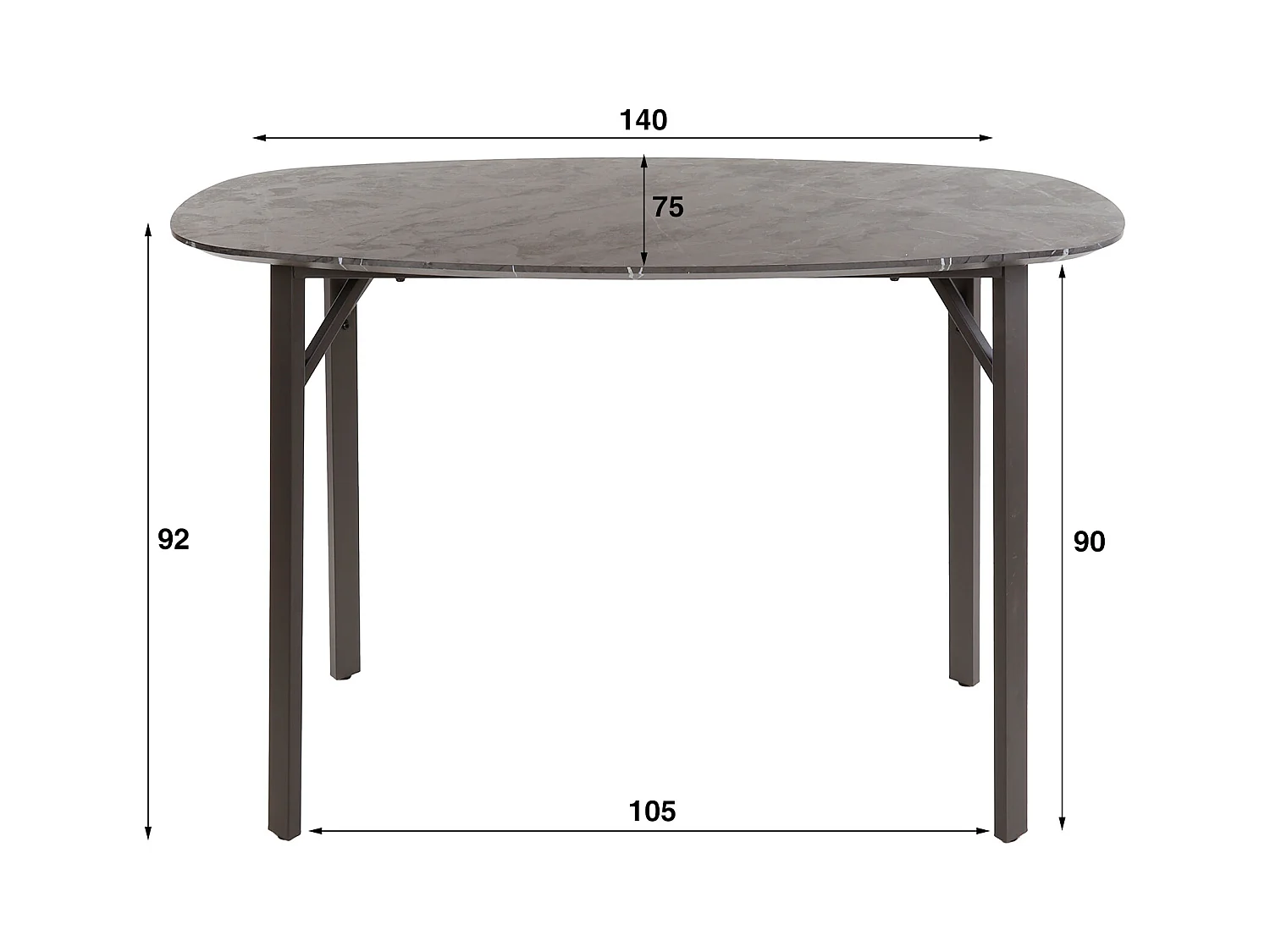 Table de bar ovale danoise - 3D noir marron