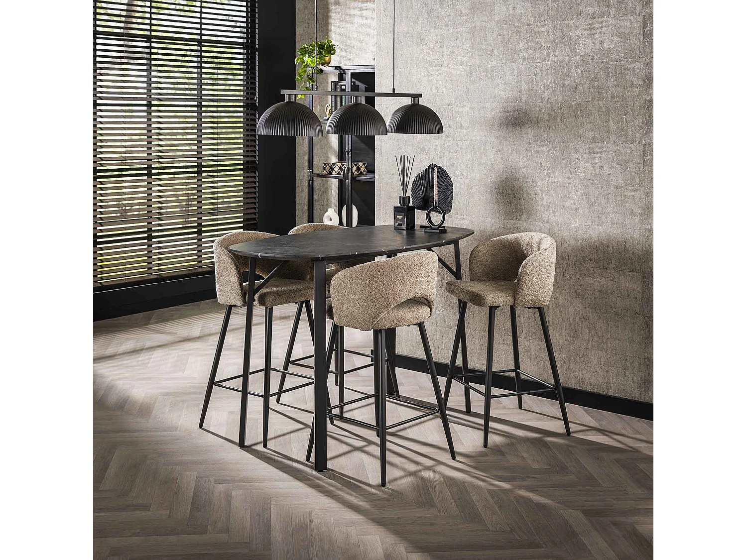 Table de bar ovale danoise - 3D noir marron