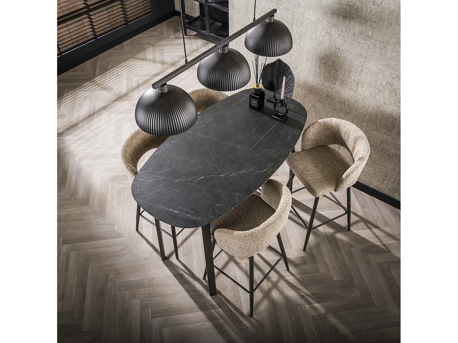 Table de bar ovale danoise - 3D noir marron