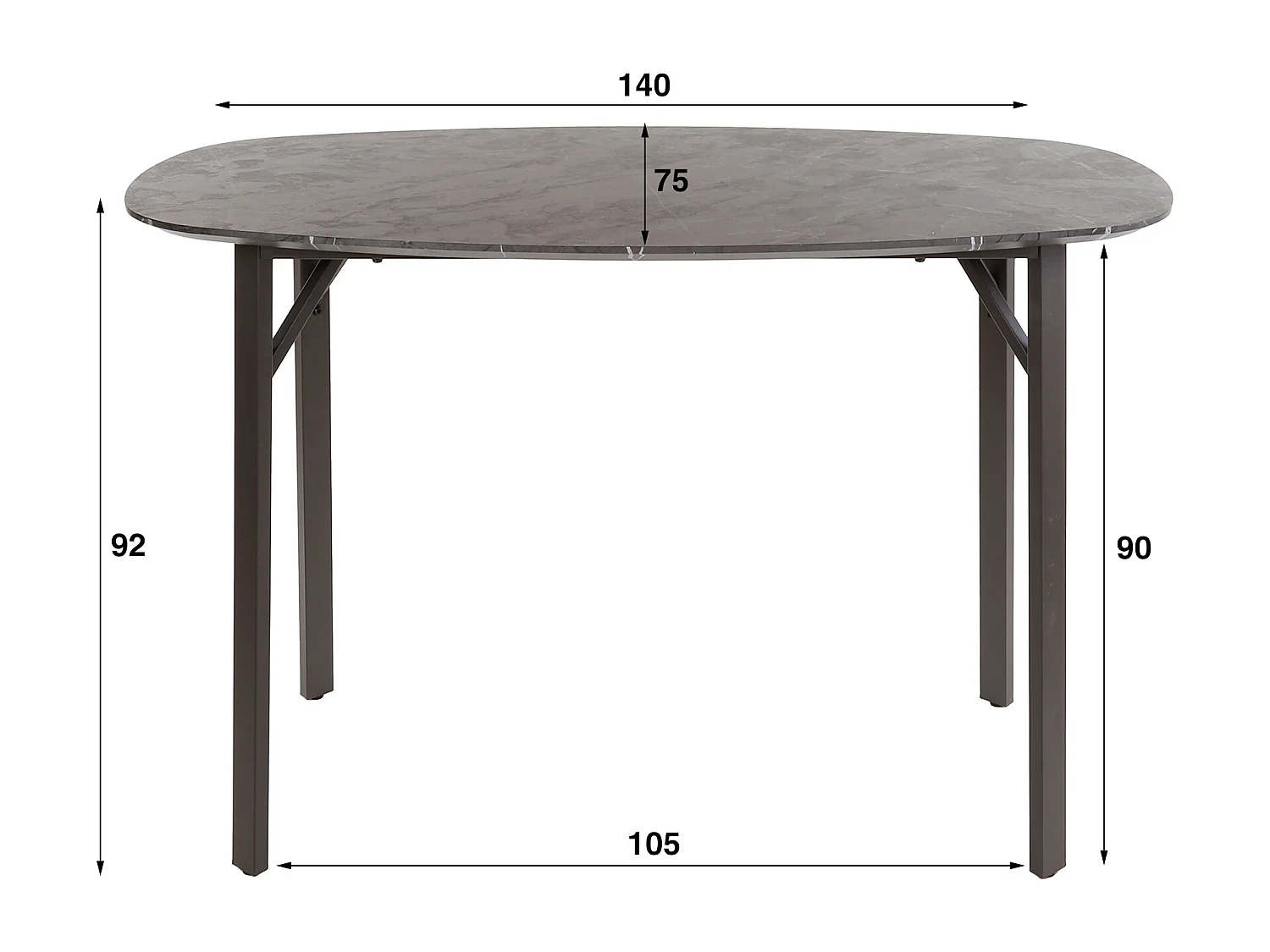 Table de bar ovale danoise - 3D noir marron