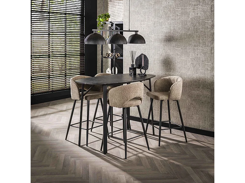 Table de bar ovale danoise - 3D noir marron