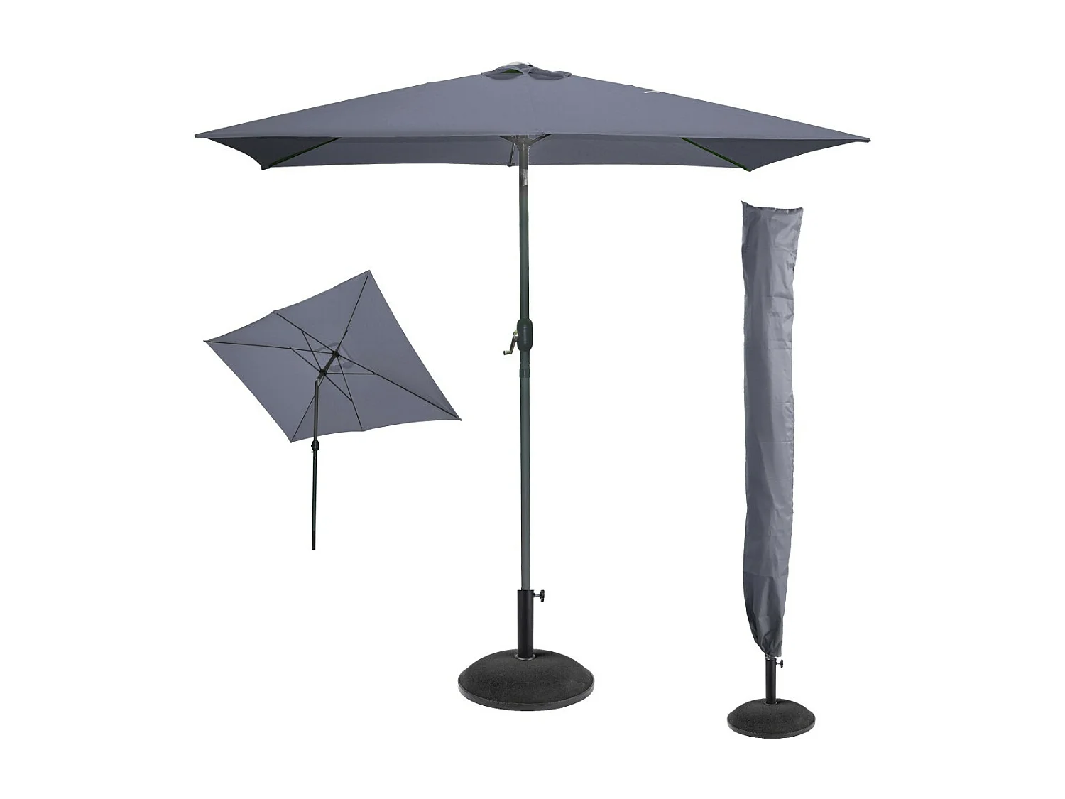 El imprescindible verano: Parasol inclinable gris antracita + funda anti-UV + base de cemento 25Kg