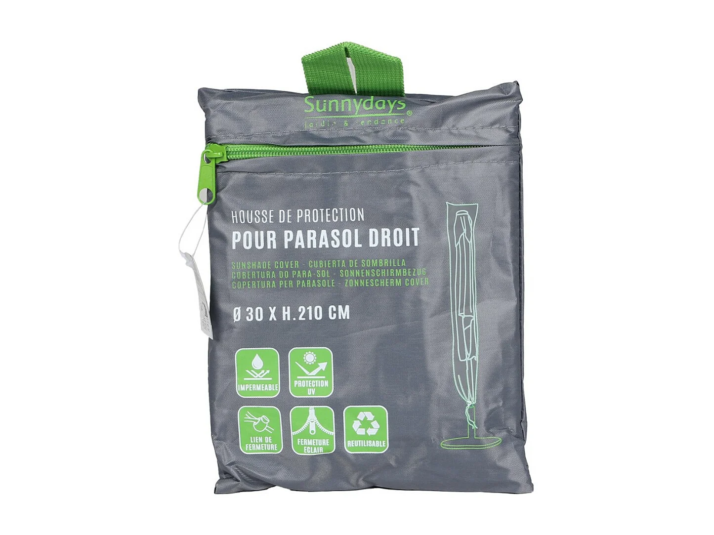 El indispensable verano: Parasol inclinable en color gris claro + funda anti-UV + base de cemento de 25Kg