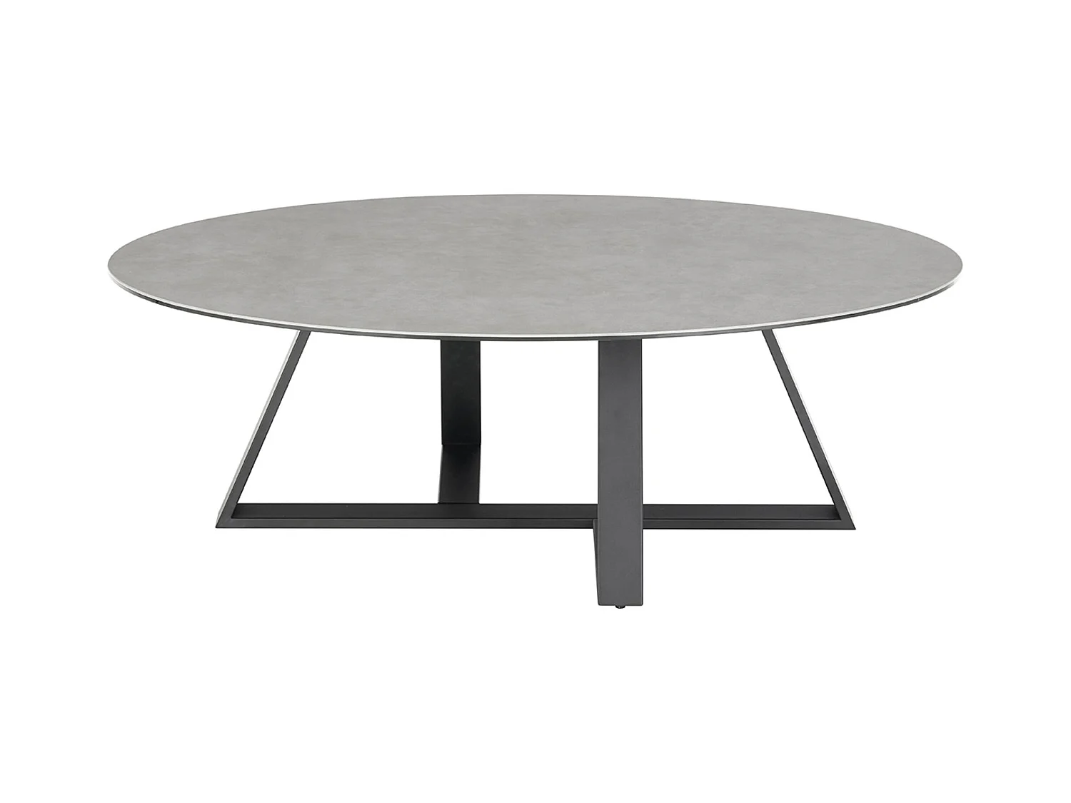 Table basse en verre et céramique coloris gris et métal coloris noir mat -longueur 120 x hauteur 38 x profondeur 70 cm