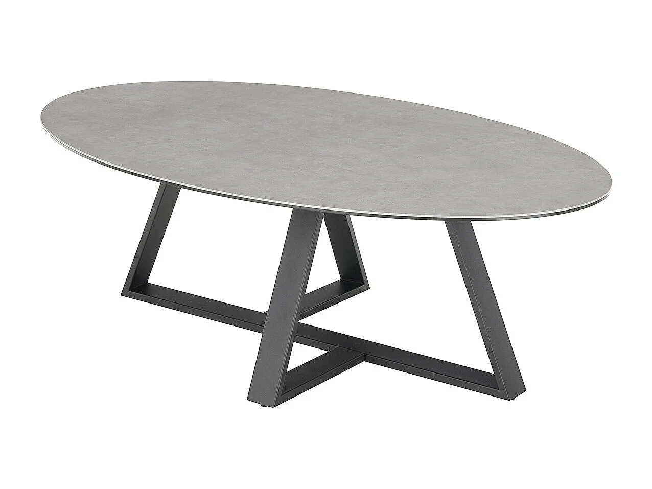 Table basse en verre et céramique coloris gris et métal coloris noir mat -longueur 120 x hauteur 38 x profondeur 70 cm