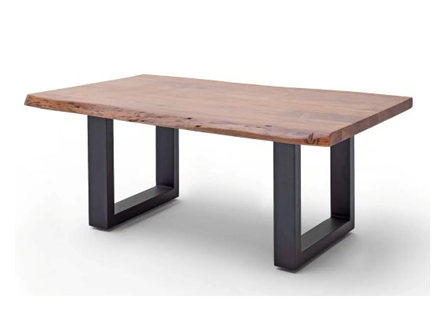 Table basse en bois d'acacia massif noyer et acier anthracite - L.110 x H.45 x P.70 cm