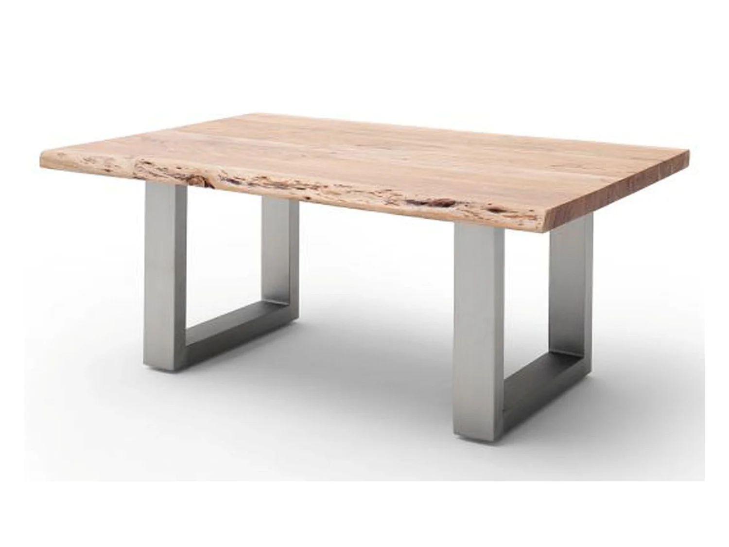 Table basse en bois d'acacia massif naturel et acier inoxydable - L.110 x H.45 x P.70 cm